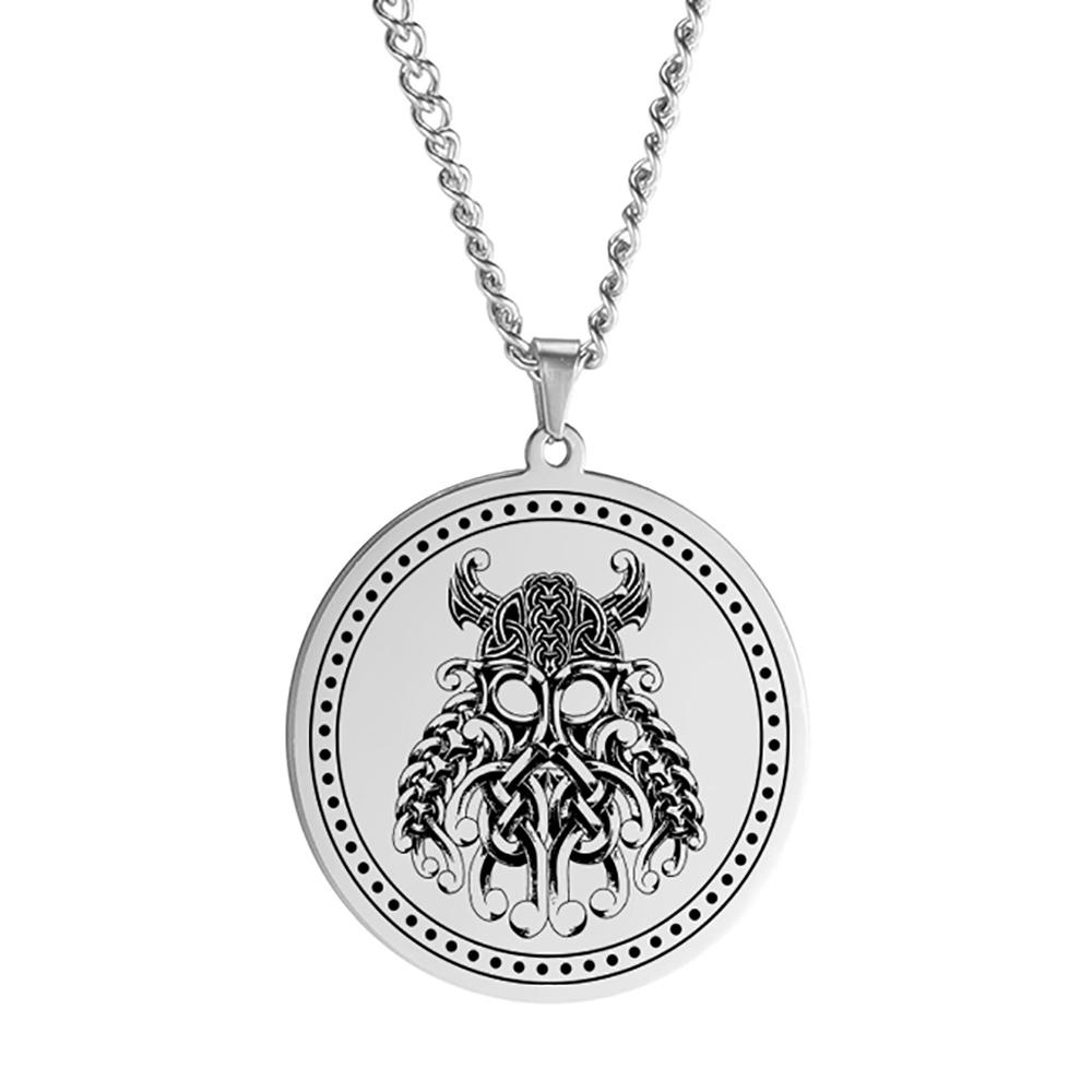 Viking Axe Helmet Pendant Tomahawk Necklace Odin Raven Slavic Amulet Norse Warrior Mythology Stainless Steel Jewelry