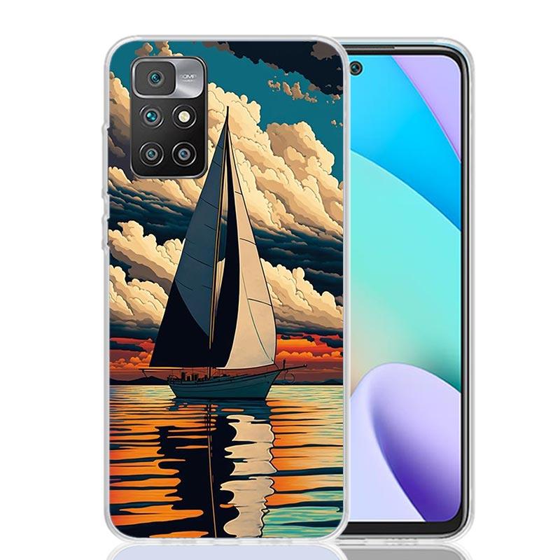 Sailing Boat Sunset Phone Case For Xiaomi Redmi 12C 13C 14C 12 13 10 10A 10C 9 9A 9C 9T 8 8A 7 7A 6 6A K70 K60 K40 K20 Pro 12C 1