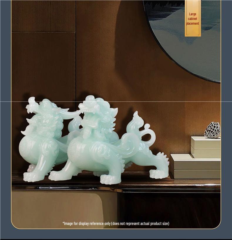 Large Pixiu Jade Ornament Pair for Home, Office, or Store Decor