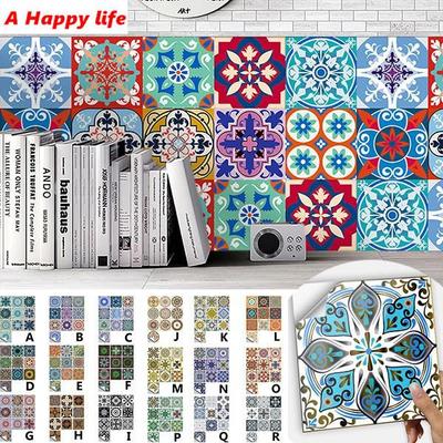 Kitchen Tile Stickers Mandala Flowers Bathroom Tile Paste Waterproof Wallpaper Self-adhesive Furniture Stickers
