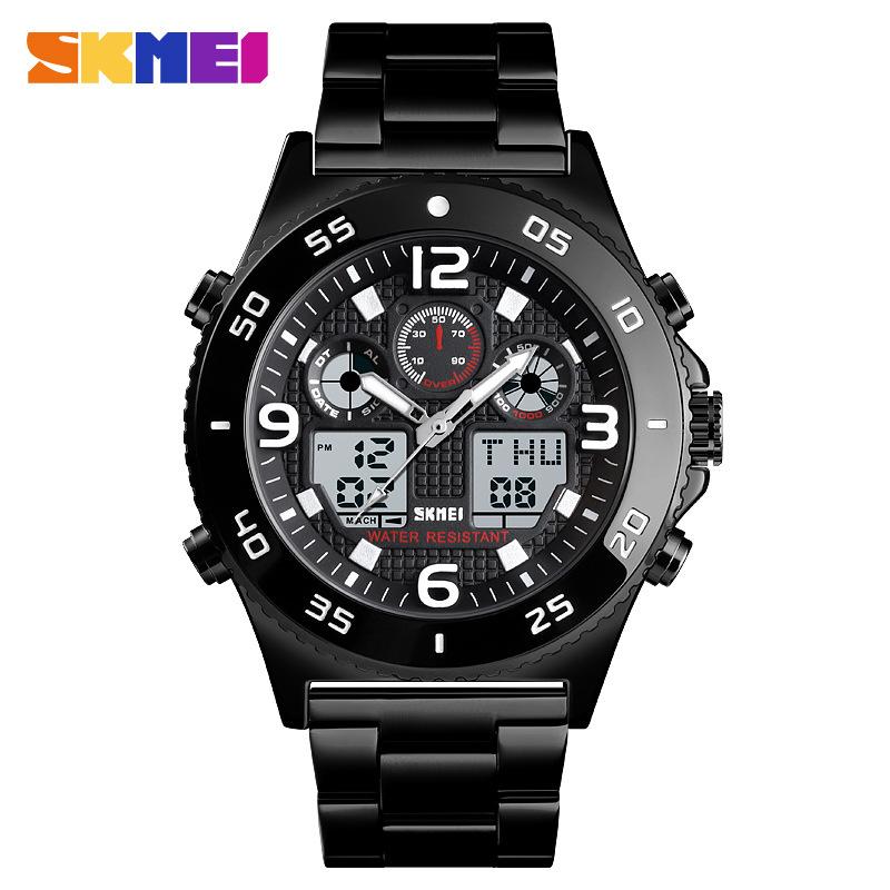 

Мужские повседневные спортивные электронные часы Camp Three Time с большим циферблатом и стальным ремешком