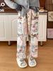 Cute Hello Kitty Women's Coral Fleece Pajama Pants Cartoon Kitty Sleepwear Loungewear