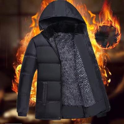 Men's Autumn and Winter Padded Plus Size Thickened Hooded Outerwear Casual Short Warm Zip Jacket