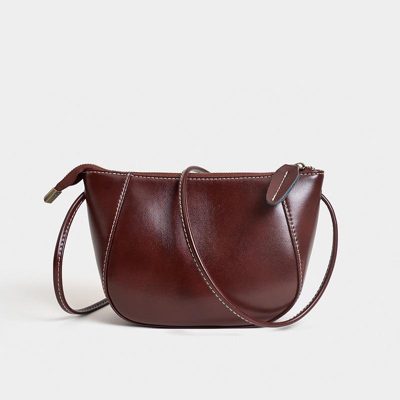 Damen Top Layer Rindsleder Premium Retro Einfache Shell Tasche Crossbody Schultertasche