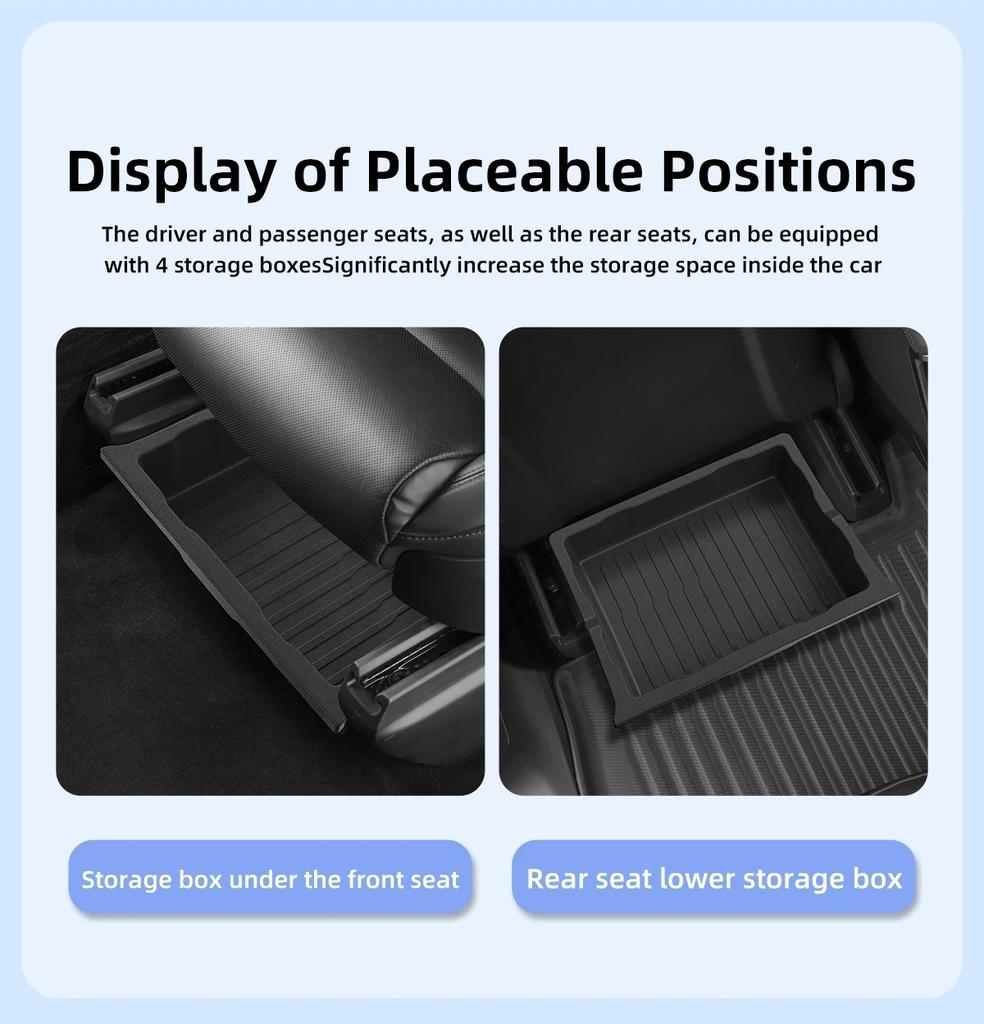 For Tesla Model X Under Seat Storage Box Center Console Wireless Charging Pad Armrest Storage Pad Organizer Tray Accessories 8Pc