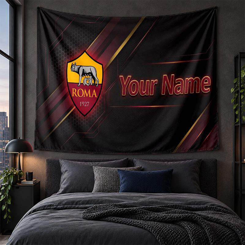 Arazzo Personalizzato da Appendere alla Parete Tessuto Artistico Sfondo con Motivo AS Roma FC