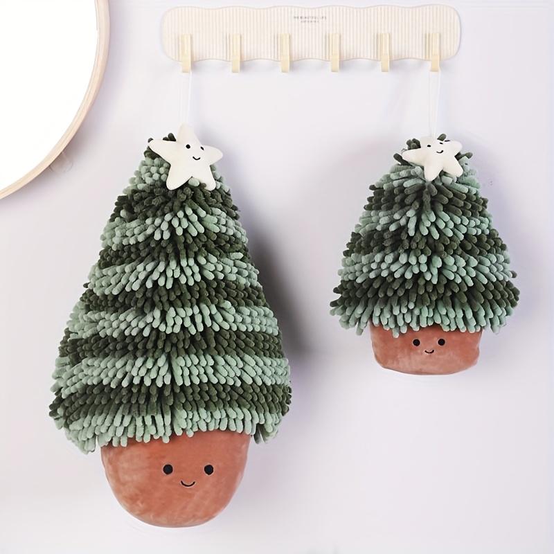 Christmas Hand Towel - Cute Super Absorbent Quick-Dry Decor with Adorable Cartoon Tree Design, Perfect for Home & Holiday Decor