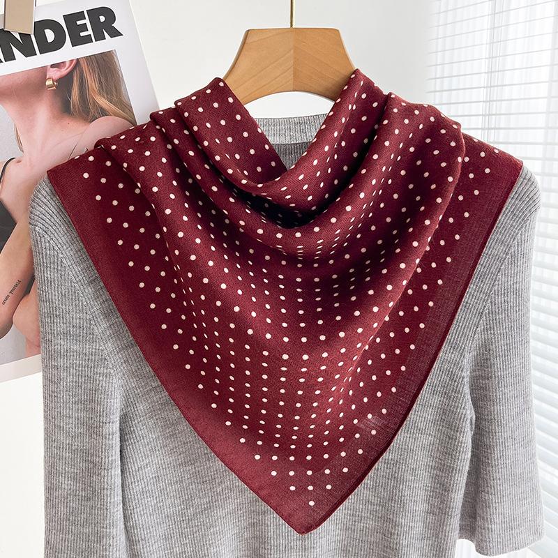 Chessboard Plaid 71CM Cotton and Linen Silk Scarf Small Square Scarf Women's Spring and Autumn Summer Thin Scarf Scarf Linen Headscarf Belt