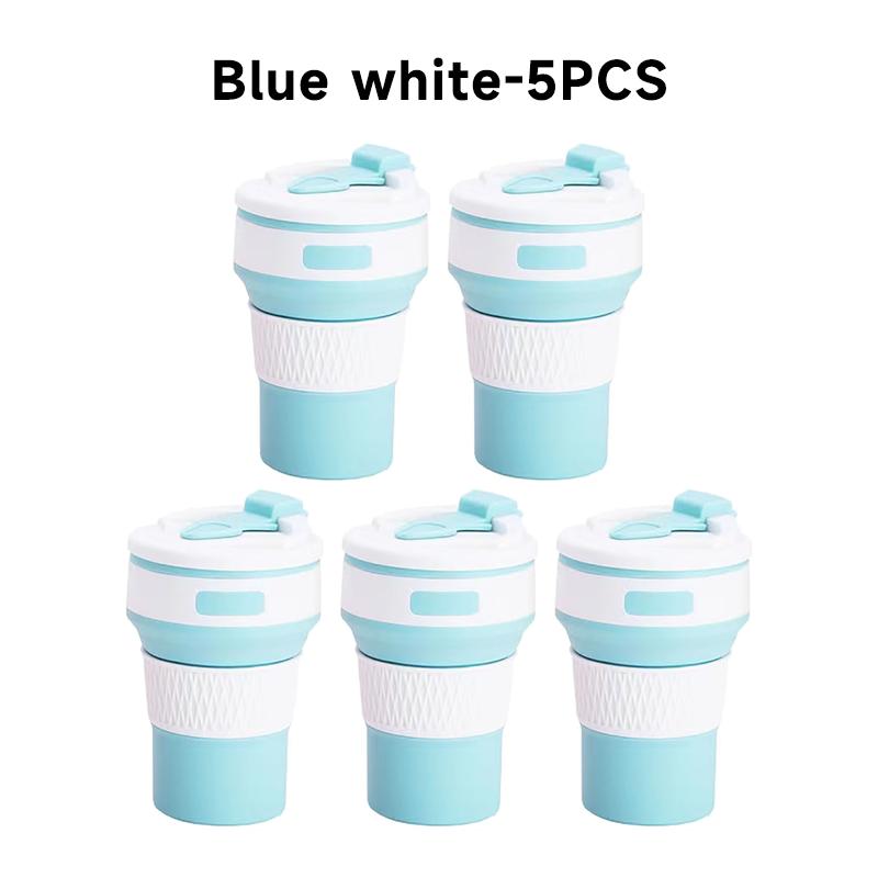 350ML/500ML Silicone Folding Cup Collapsible Mug With Cover Coffee Travel Outdoors Portable Water Drinking Tea Cups