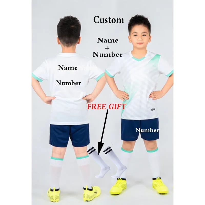 Boys Football Jersey Tracksuit Child Soccer Sports Uniforms Kids Play Ball Sportswear Kits Vest Children's Football Suit Socks 1