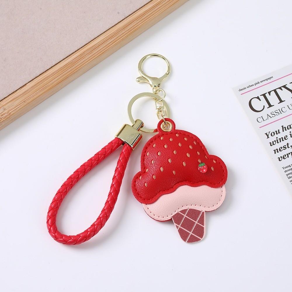 Creative Ice Cream Cone Keychain Cartoon Bag Charm Pendant New Car Key Chains Girl Gift красный