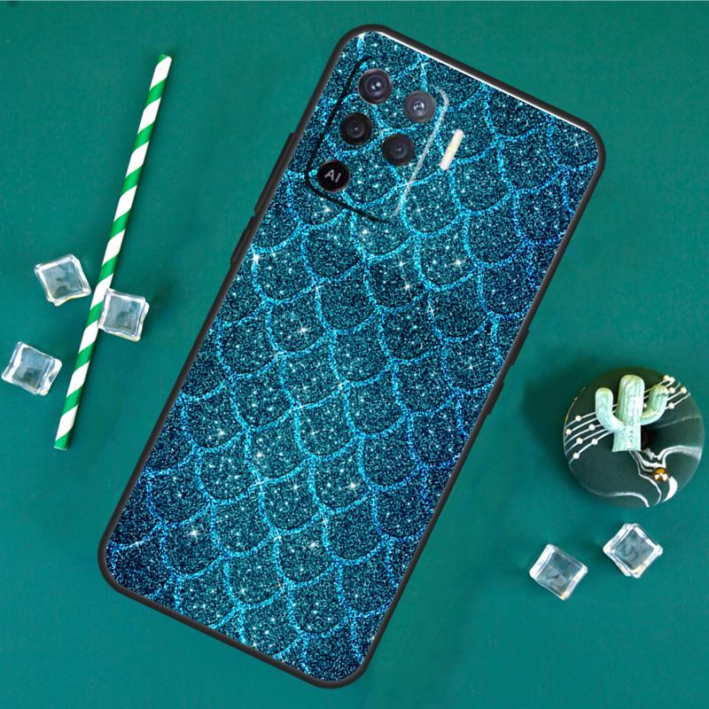 Watercolor Faux Mermaid Scales Case For Oppo A60 A40 A80 A16 A76 A96 A18 A38 A58 A78 A98 A91 A15 A17 A74 A94 A54 A57S Cover