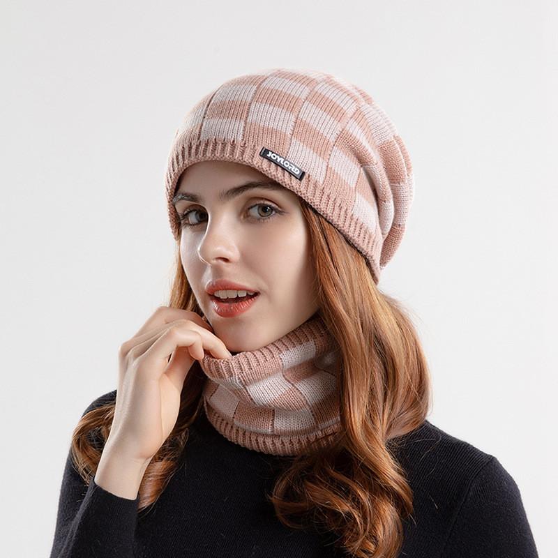 Acrylic Knit Beanie With Ear Cover For Winter Warmth And Wind Protection For Women розовый