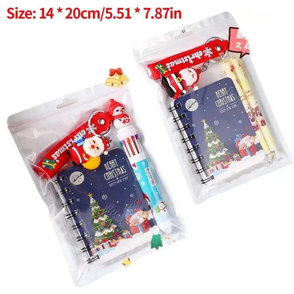 Decorative Keychain Holiday Gift Set 3-in-1 Festive Stationery Kit Notebook Pen Set  Xmas Gift
