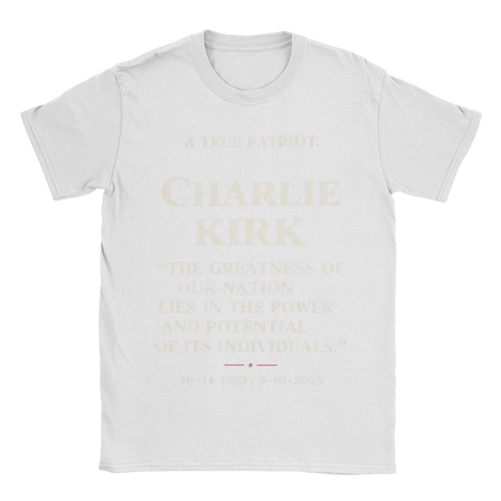 Memorial Remembering Charlie Kirk  T Shirts Men 100 Cotton Vintage TShirts Crewneck  Tee Shirt Short Sleeve Clothing Plus Size