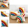 Bohemian Style Rainbow Pillow Cover Soft Cotton Linen With Tassels And Embroidery