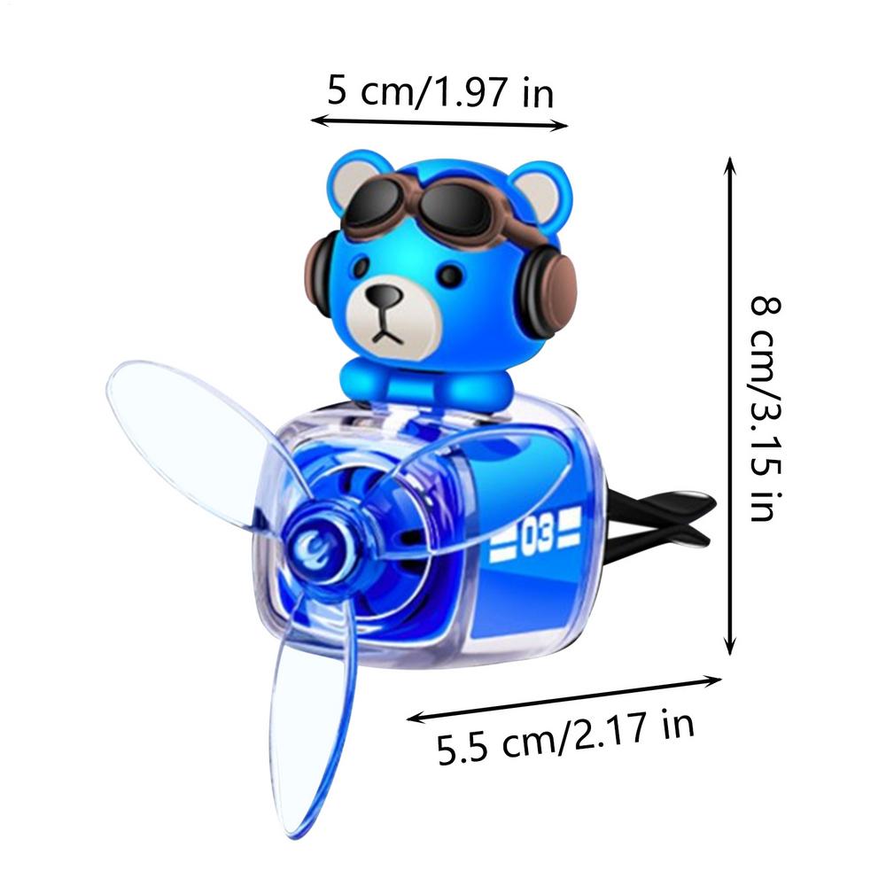 Cartoon Bear Pilot Car Fresheners Vent Clip Automotive Air Outlet Propeller Car Diffuser Outlet Fan Fragrance Fresheners