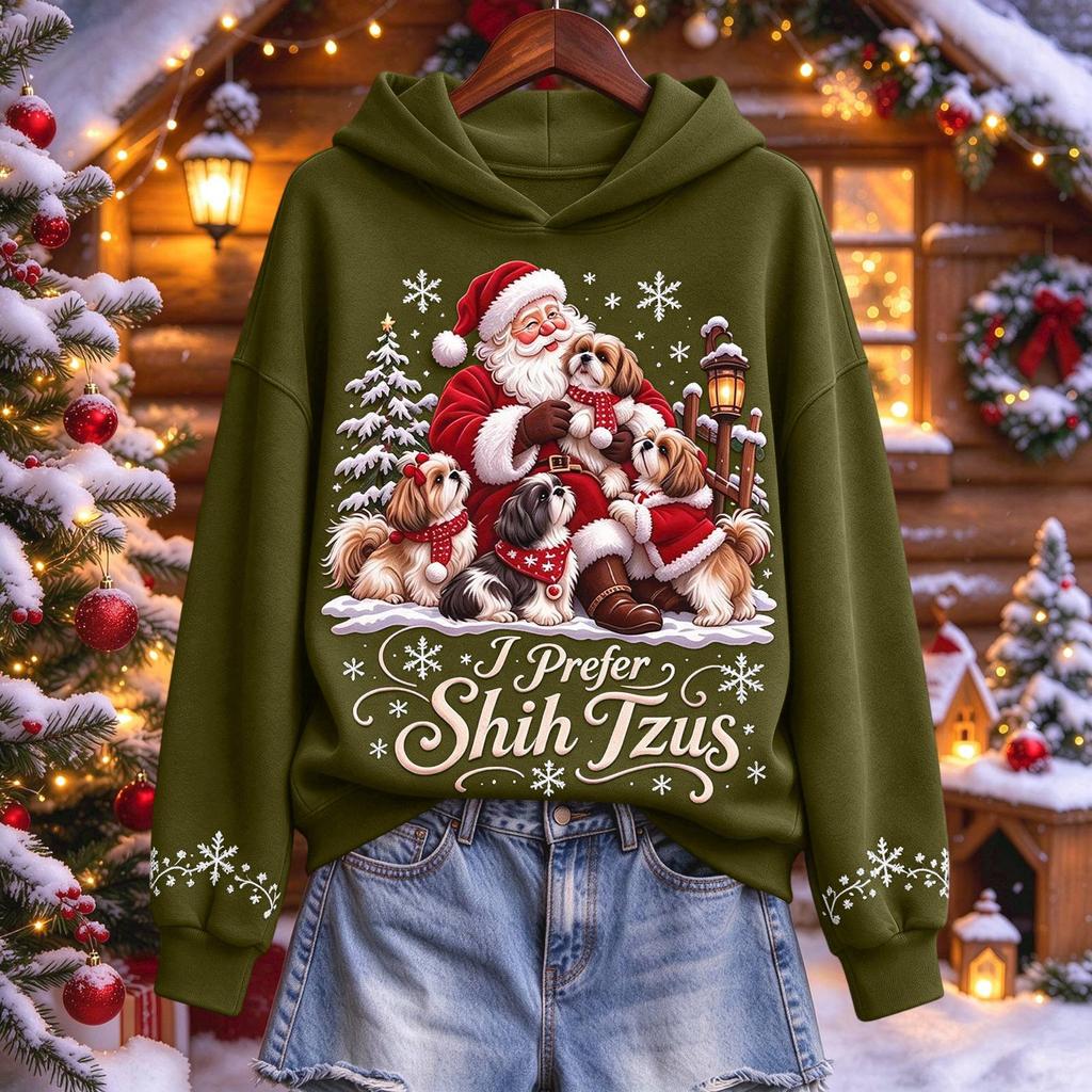 Women's Christmas Pullover Hoodie Long Sleeve Hooded Sweatshirt for Holiday