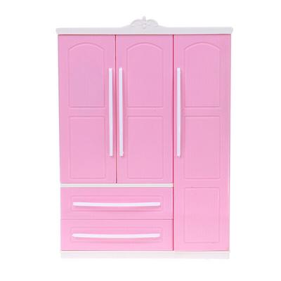 ABS-Kunststoff, 3-türig, rosa, moderner Kleiderschrank, Spielzeug, Puppen, Möbel, Kleidung, Zubehör