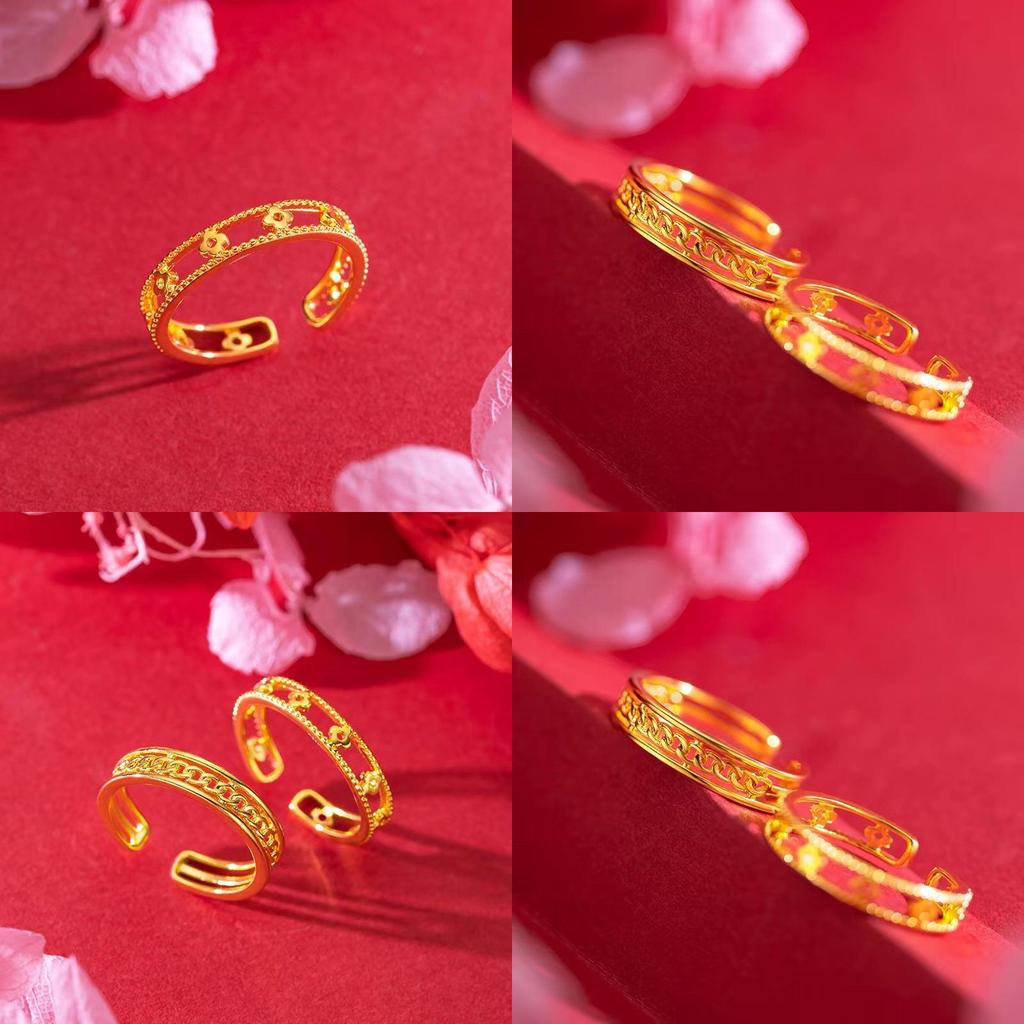 Fashionable Interlocking Open Ring Made From Gold Plated Brass Featuring A Chic Design For Women