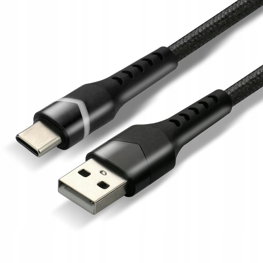 Kabel USB -> USB-C everActive CBB-2CBR 2m 3A RGB LED czarny