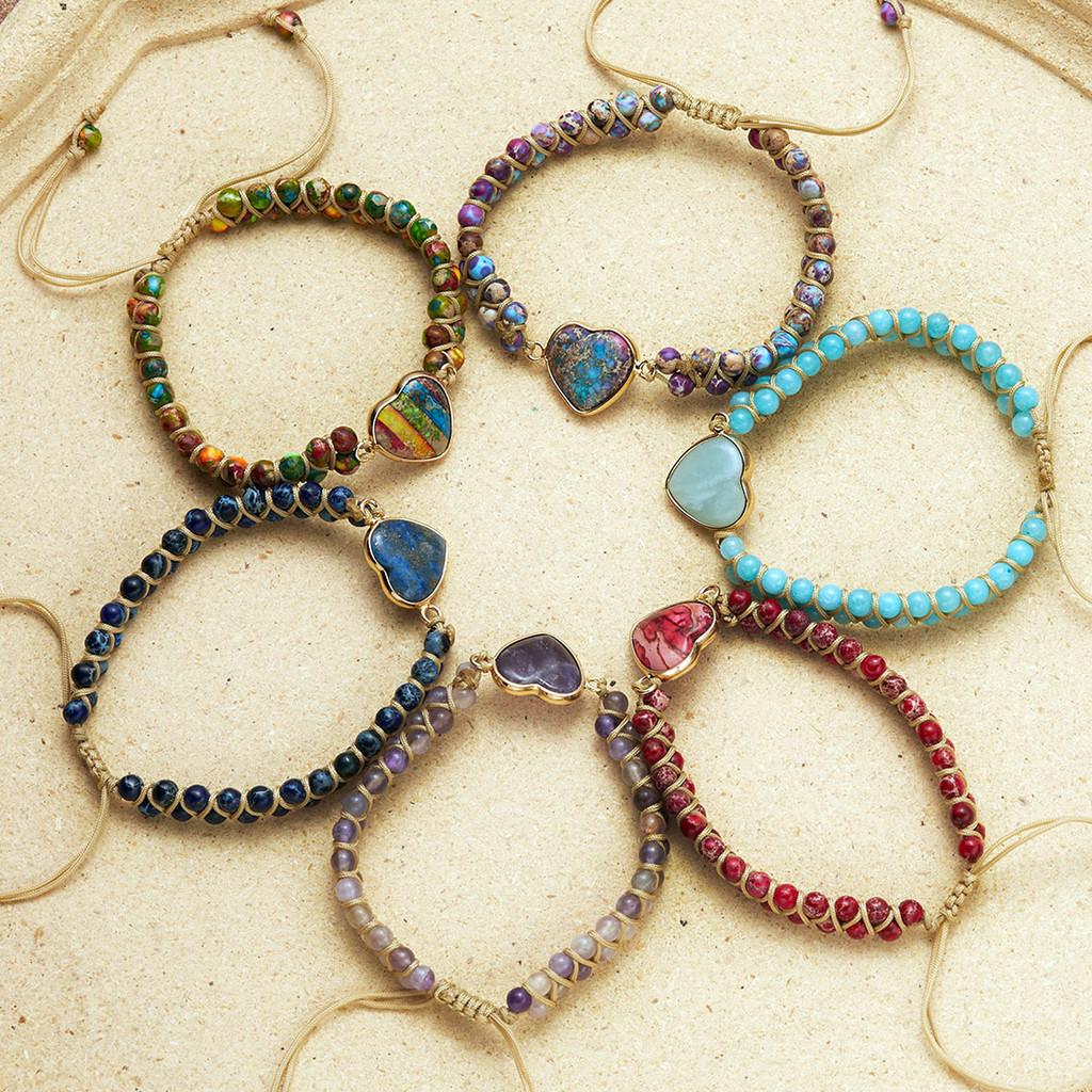 Heart Shaped Stone Wrap Bracelet For Travel And Gift Giving