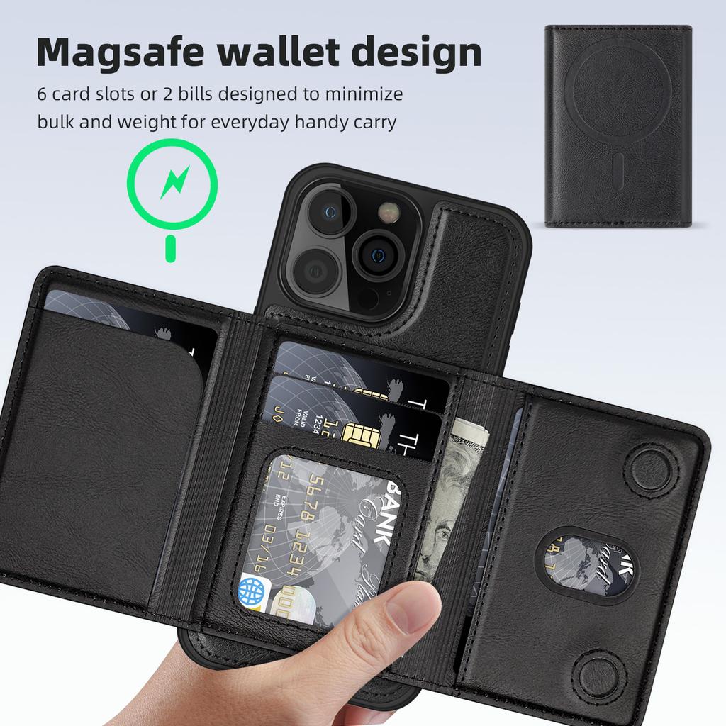 Abnehmbare 2-in-1-Geldbörse mit magnetischem Ständer und Kartenhalter, Leder-Telefonhülle für iPhone 16 Pro Max 15 14 13 Plus Cover