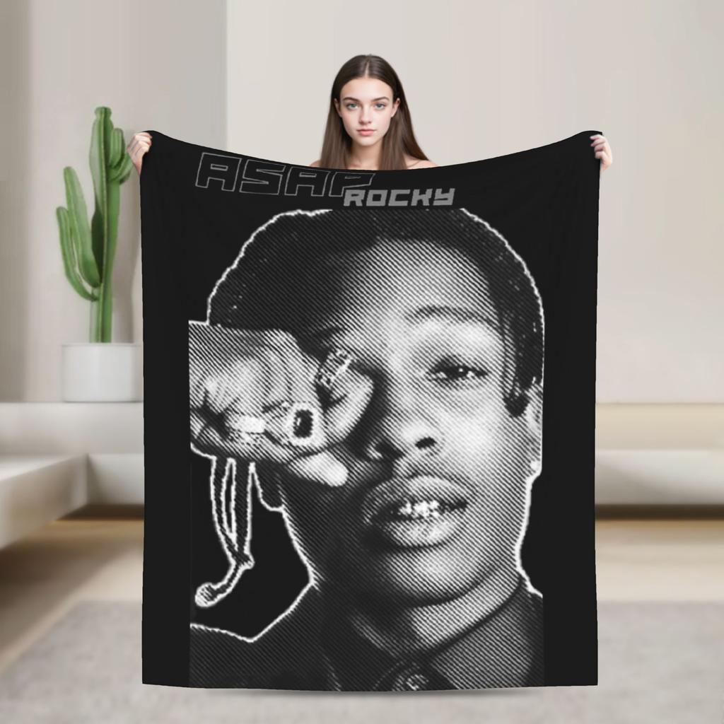 ASAP Rockys Retro Blankets Fleece Winter Breathable Super Warm Throw Blankets for Bed Car Plush Thin Quilt