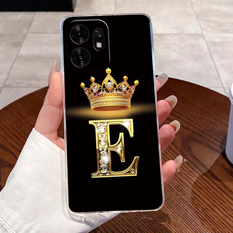 Fashion Initial Letter Crown Couple Case For Honor Play 60A 5G / Honor X6d 5G Transparent TPU Silicone Shockproof Soft Casing