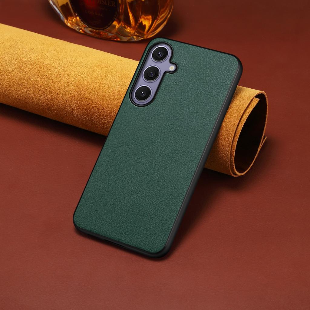 For Samsung Galaxy S25+ Case Calf Texture Leather + PC + TPU Phone Cover