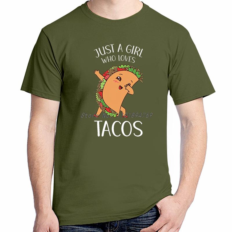 Just A Girl Who Loves Tacos Funny Shirts Graphic Tee Tops Tshirt New Arrival Goods Short Sleeved Tshirt For Unisex Cotton Tshirt
