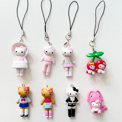 Japanese 90s Aesthetic Hawaiian Cherry Hello Kitty Bag Pendant Kawaii Fashion Cute Pink Lace Skirt Phone Pendant Accessorie Gift