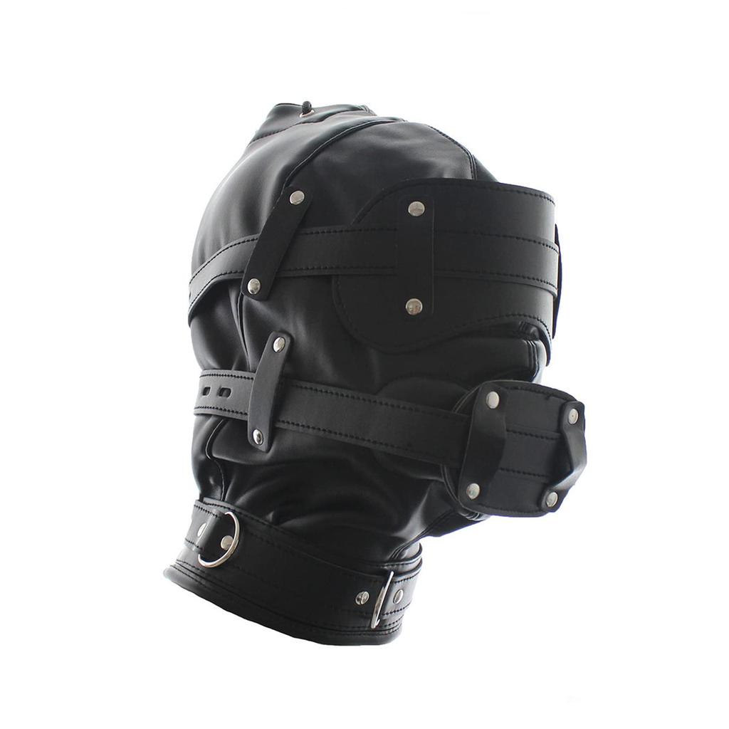 Sekusii SM Full Head Mask with Internal Gag for SM Eye Male and SM Halloween Adult Eyes and Mouth Open Restraints, Play, Covering, Female, Mask,