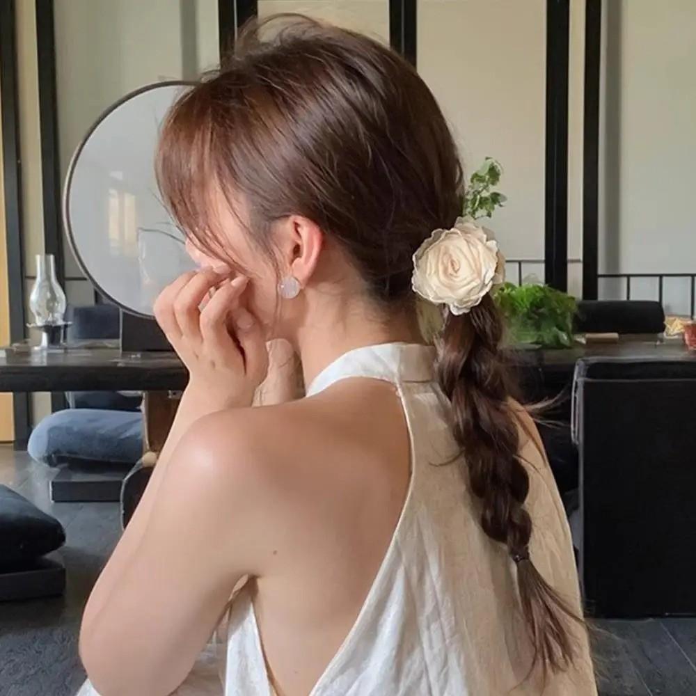 Mesh Hair Clip Rose Flower Floral Hairpin Sweet Hair Claw  Hair Accessories