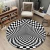 Cozy Round Abstract Multicolor Carpet, Non-Slip Floor Mat for Living Room