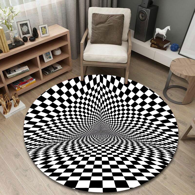 Cozy Round Abstract Multicolor Carpet, Non-Slip Floor Mat for Living Room