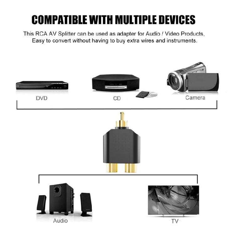 RCAs Splitter Pack of 6 1 Male To 2 Female Splitter Adapters for Sound Video Equipment