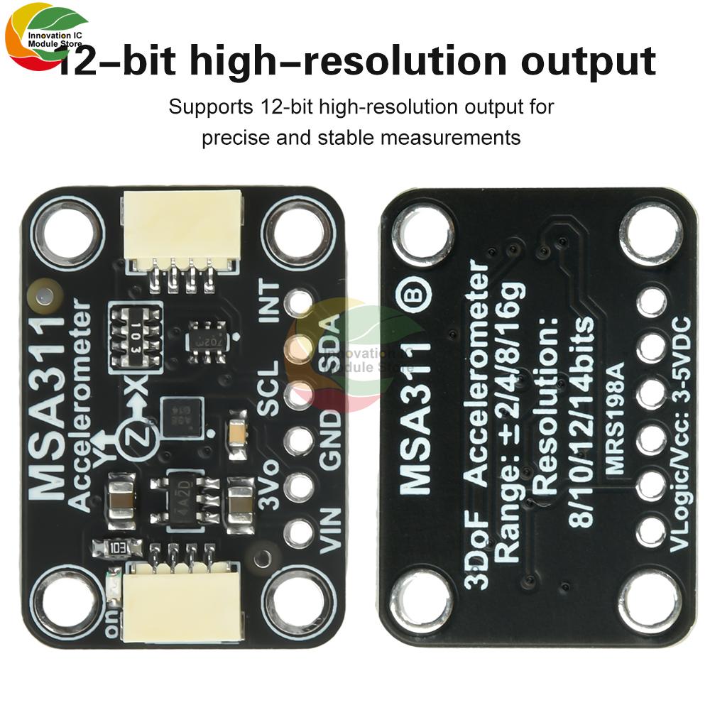 Dc 3-5V Msa311 Three-Axis Accelerometer Module Flight Control Sensor Compatible With Stemma Qt/Qwiic Pin Without Soldering