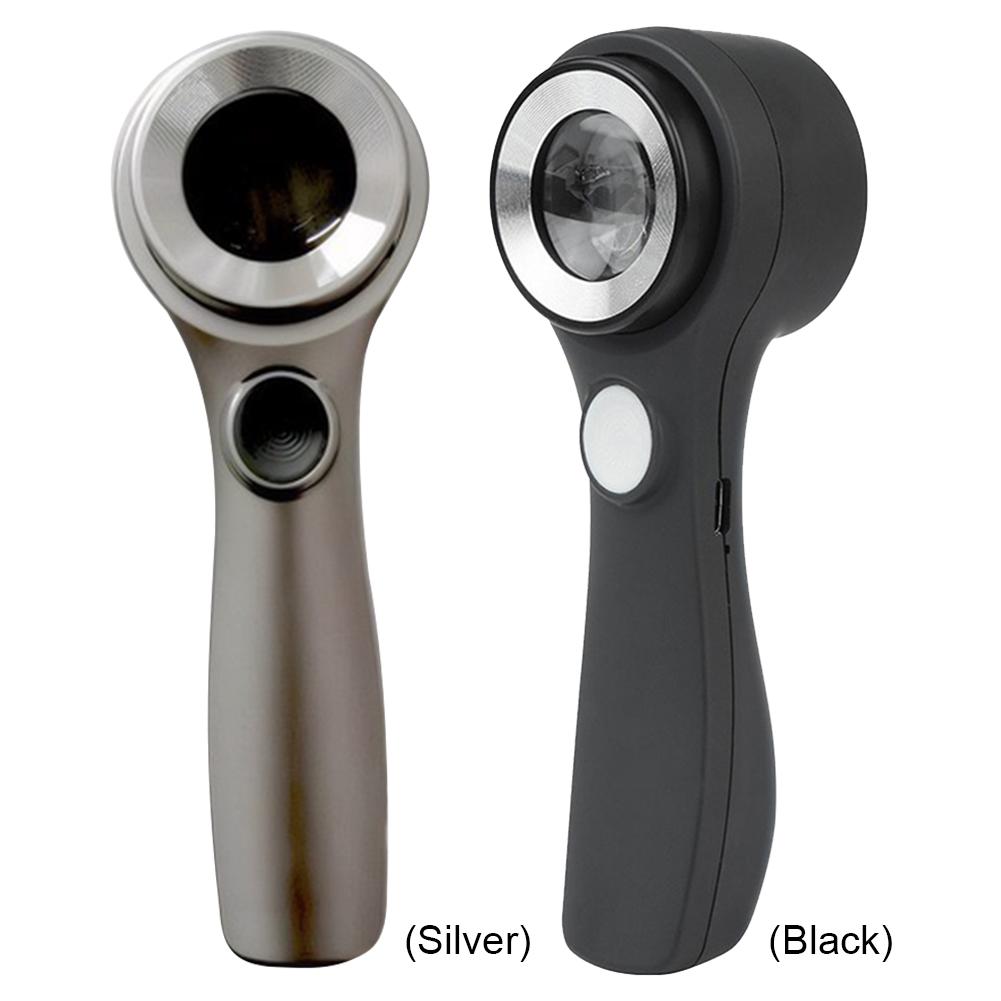 

10X Handheld Magnifying Glass with 6 LED Light USB Rechargeable Portable Magnifying Glass UV Illuminated Sewing Magnifing Glass чорний