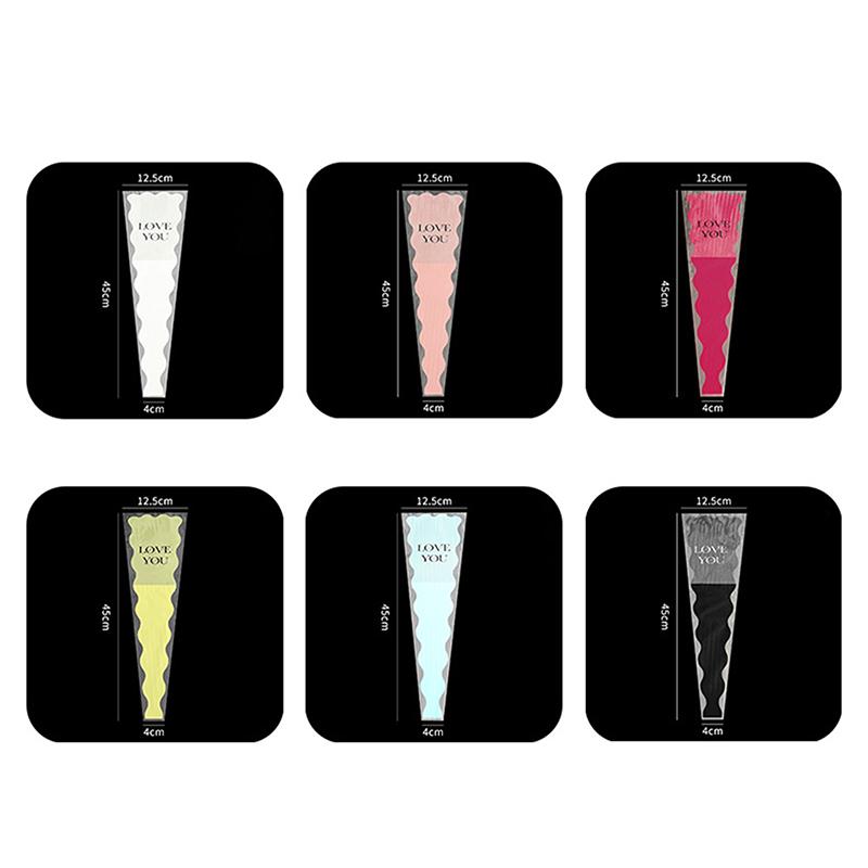 50 Pcs Iridescent Single Rose Sleeves DIY Transparent Flower Wrapping Bag Floral Material Packaging Waterproof
