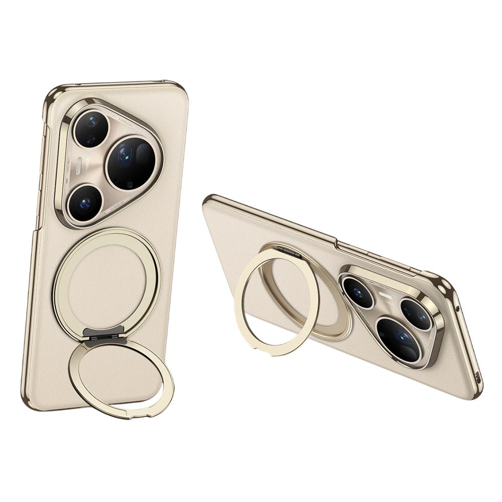 

GKK For Huawei Pura 80 Ultra/80 Pro/80 Pro+ Magnetic Case Electroplating PC+TPU+PU Kickstand Phone Cover Gold