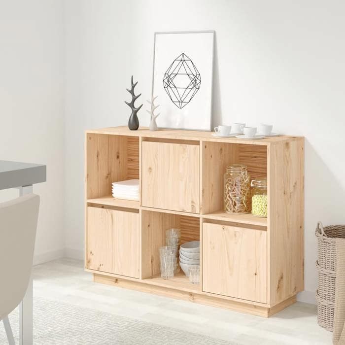 Buffet bas - VIDAXL - 110,5x35x80 cm - Bois massif de pin - 3 portes - Style moderne