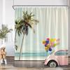 Camping Shower Curtain Camper Travel Bus Beach Coconut Tree Surfboard Outdoor Action Bathroom Decoration Rv Shower Curtain