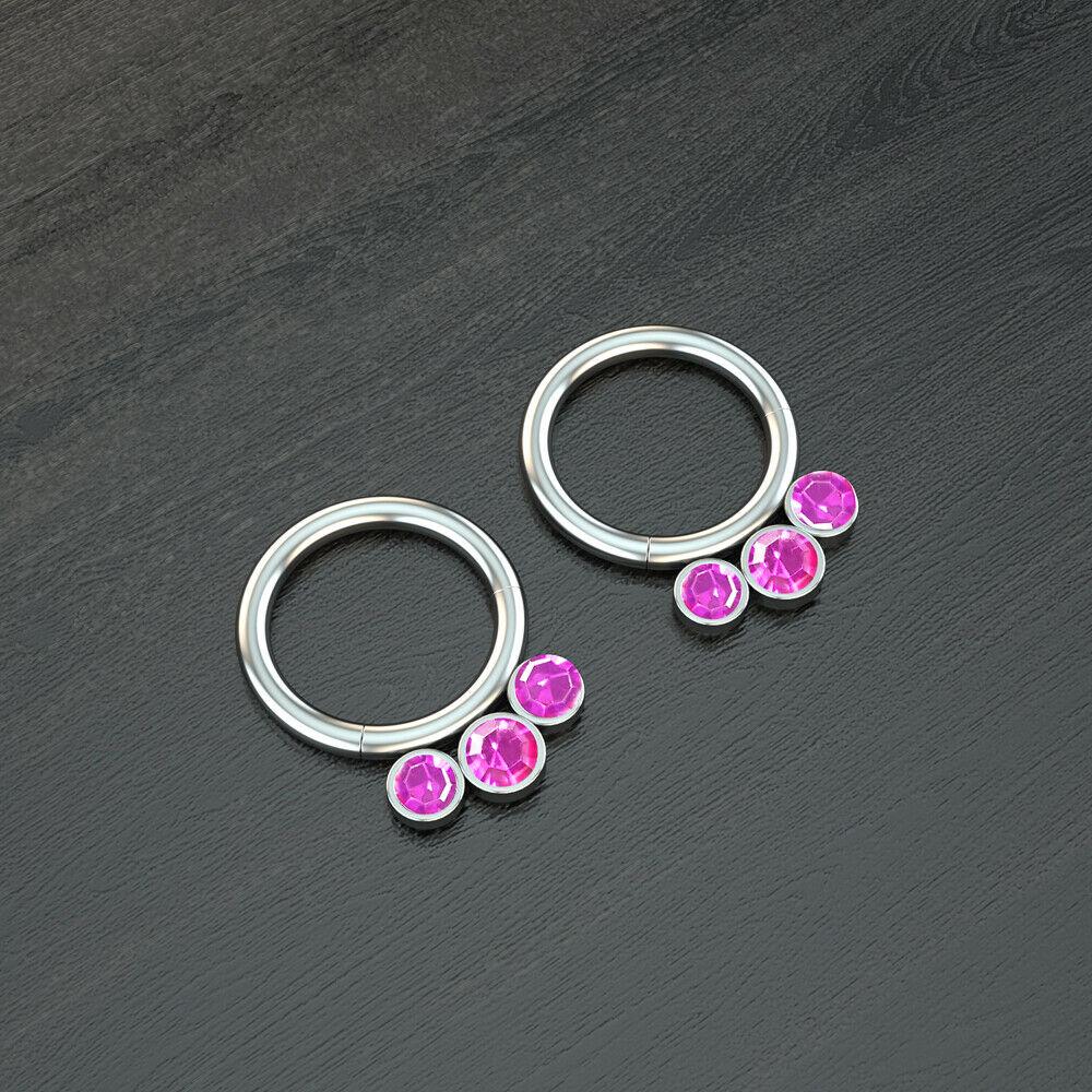 Titanio + Cristallo Anello per Naso Labbro Orecchino Segmento Incernierato 16G 8MM Gioiello Piercing Corpo