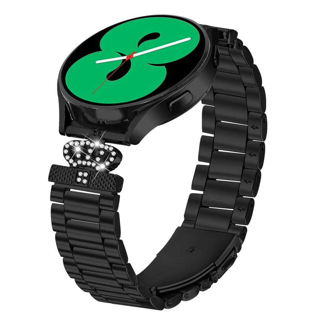 For Samsung Galaxy Watch 42mm Stainless Steel Strap Crown Shape Rhinestone Decor Watch Band