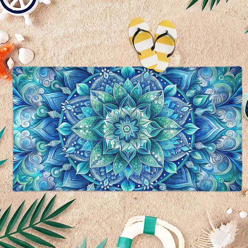 1PC Mandala Patterns Print Beach Towel Quick-drying Towel Suitable for Seaside Pool Camping Vacation Yoga For Family Friends