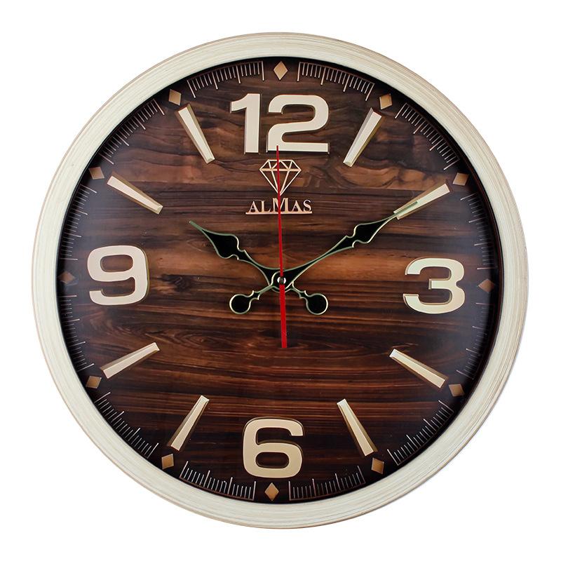 

Wood Grain Plastic Wall Clock Silent Fashion Living Room Bedroom Decoration Clock Light Luxury Modern Creative Clock 40CM [style] 3