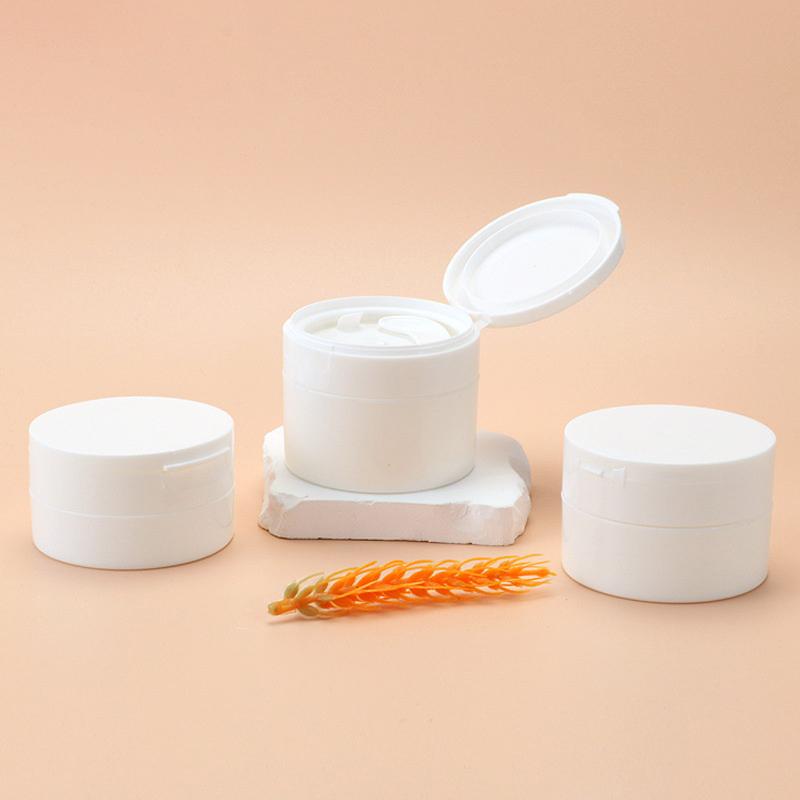 50/80/100g Refillable Bottle With Hand Pulled Mat And Spoon Face Cream Jar Cosmetic Box White Empty Plastic Flip-Top Container