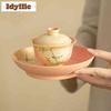 150ml Kiln Fambe Flower Bird With Pot Bearing Holder Gaiwan Zen Tea Tureen Tea Bowl With Lid Kit Tea Making Cover Bowl Teaware