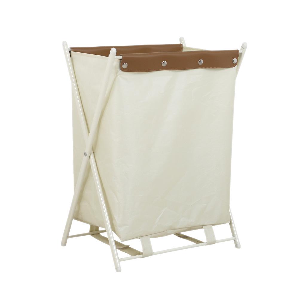 Foldable Fabric Laundry Basket with Iron Frame for Dorm and Bathroom